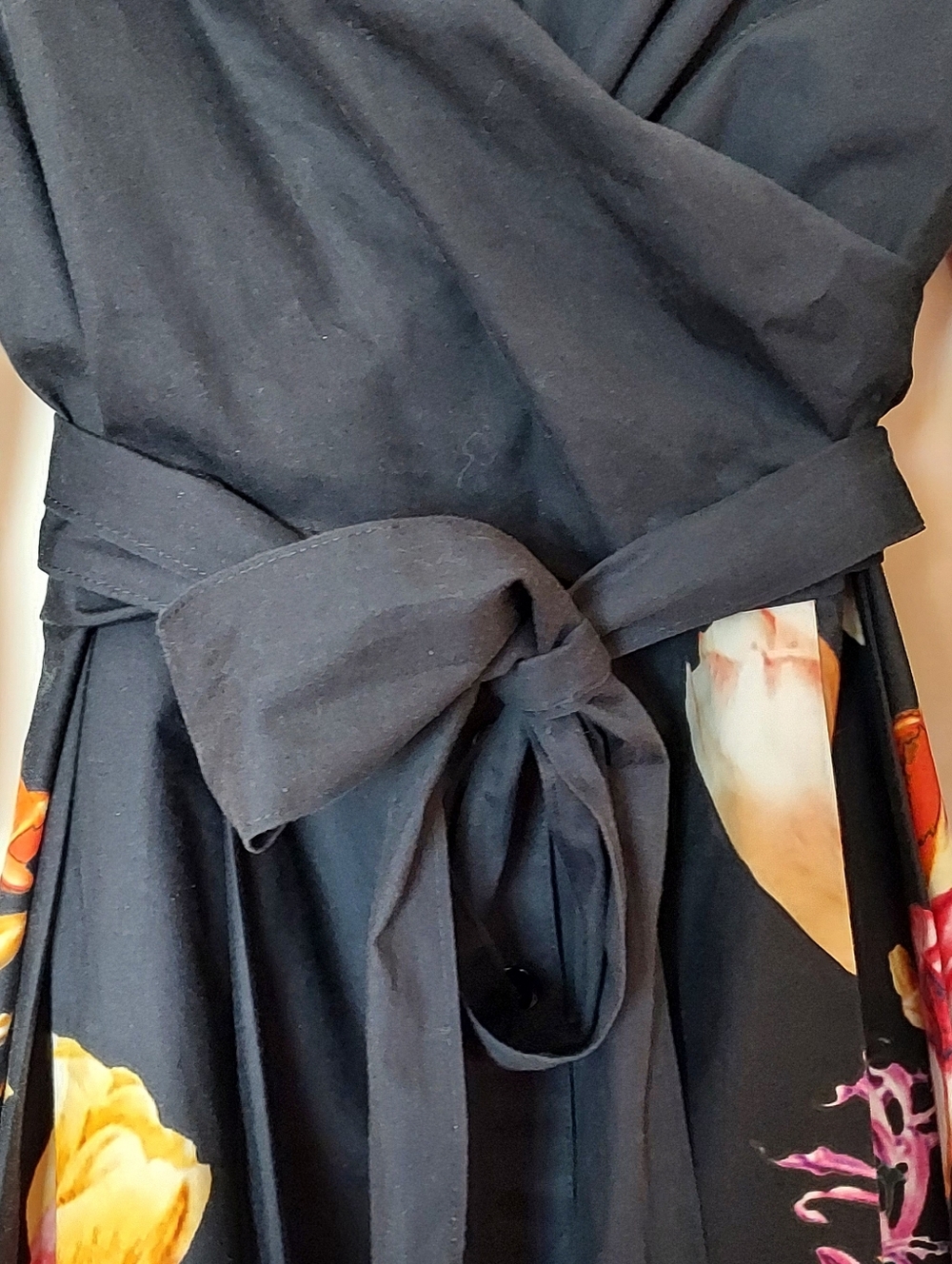 Teri Jon Cotton Shirtwaist Dress with Wrap Bodice and Springy  Floral Skirt, 22 - Picture 3 of 10